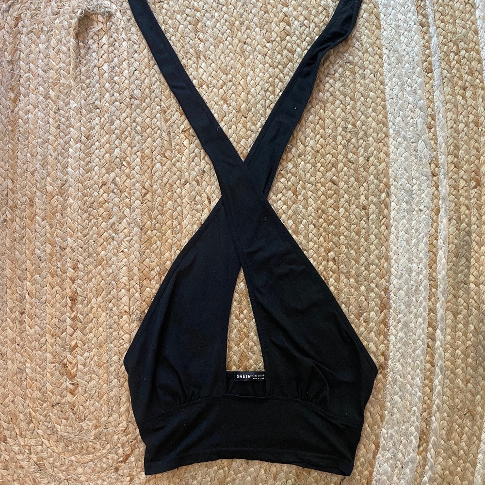 Black Halter Crop Top